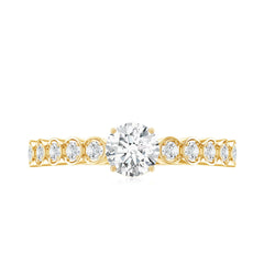 Certified 5 MM Round Moissanite Engagement Ring with Side Stones