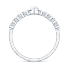 4X8mm Marquise Cut Moissanite Solitaire Engagement Ring with Side Stones