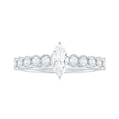 4X8mm Marquise Cut Moissanite Solitaire Engagement Ring with Side Stones