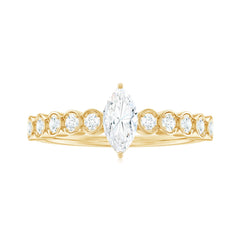 4X8mm Marquise Cut Moissanite Solitaire Engagement Ring with Side Stones