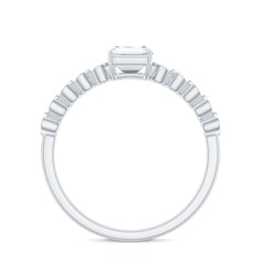 Certified Emerald Cut Moissanite Solitaire Engagement Ring with Side Stones