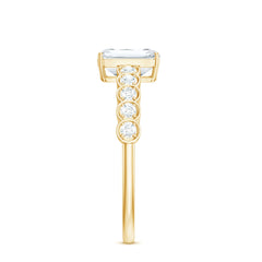 Certified Emerald Cut Moissanite Solitaire Engagement Ring with Side Stones