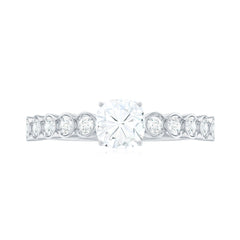 6mm Cushion Cut Moissanite Solitaire Engagement Ring with Side Stones