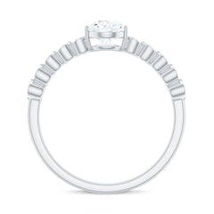 5x7mm Pear Cut Moissanite Teardrop Engagement Ring with Side Stones