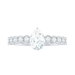 5x7mm Pear Cut Moissanite Teardrop Engagement Ring with Side Stones