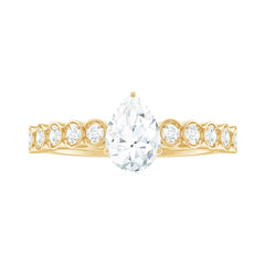 5x7mm Pear Cut Moissanite Teardrop Engagement Ring with Side Stones