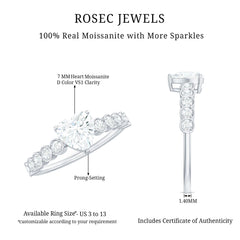 7mm Heart Shape Certified Moissanite Solitaire Engagement Ring