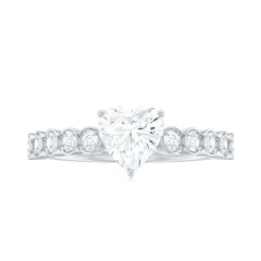 7mm Heart Shape Certified Moissanite Solitaire Engagement Ring