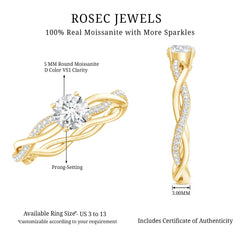 Round Cut Moissanite Braided Engagement Ring