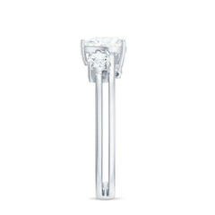 7mm Heart Shape Moissanite Solitaire Double Band Engagement Ring