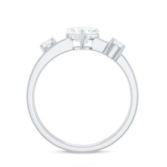 7mm Heart Shape Moissanite Solitaire Double Band Engagement Ring