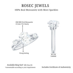 6X8mm Oval Cut Certified Moissanite Solitaire Engagement Ring