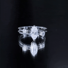 Certified Moissanite Marquise Engagement Ring