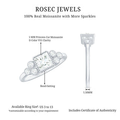 5x5mm Princess Cut Moissanite Classic Solitaire Engagement Ring
