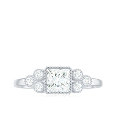 5x5mm Princess Cut Moissanite Classic Solitaire Engagement Ring