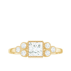 5x5mm Princess Cut Moissanite Classic Solitaire Engagement Ring