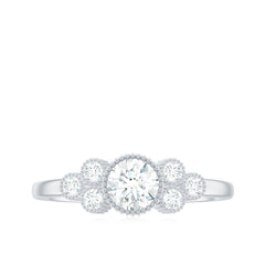 Moissanite Classic Engagement Ring with Beaded Details