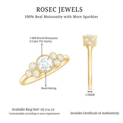Moissanite Classic Engagement Ring with Beaded Details