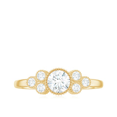 Moissanite Classic Engagement Ring with Beaded Details