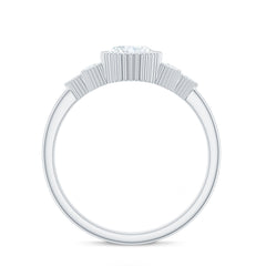 6x8mm Oval Cut Moissanite Classic Engagement Ring with Trio