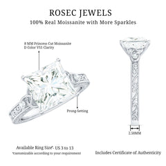 Antique Style Princess Cut Moissanite Solitaire Celtic Knot Ring in Gold