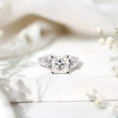 Antique Style Princess Cut Moissanite Solitaire Celtic Knot Ring in Gold