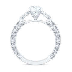 6x8mm Oval Cut Moissanite Celtic Engagement Ring with Engraving Details