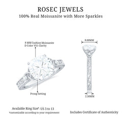 Cushion Cut Moissanite Antique Style Engagement Ring