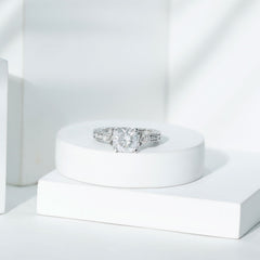 Cushion Cut Moissanite Antique Style Engagement Ring