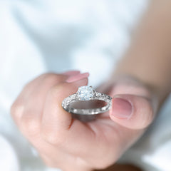 Cushion Cut Moissanite Antique Style Engagement Ring