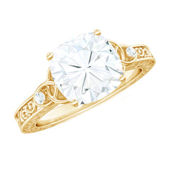 Cushion Cut Moissanite Antique Style Engagement Ring