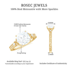 Cushion Cut Moissanite Antique Style Engagement Ring