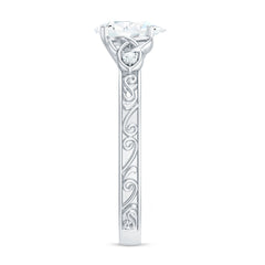 6X8 MM Certified Moissanite Teardrop Solitaire Engagement Ring with Engraved Shank