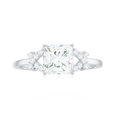 6X8 mm Princess Cut Moissanite Solitaire Engagement Ring
