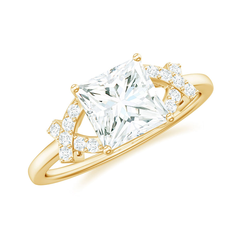 6X8 mm Princess Cut Moissanite Solitaire Engagement Ring