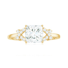 6X8 mm Princess Cut Moissanite Solitaire Engagement Ring