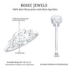 7x7mm Brilliant Cut Moissanite Solitaire Engagement Ring for Women