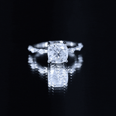 Certified Cushion Cut Moissanite Huge Engagement Ring