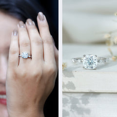 Certified Cushion Cut Moissanite Huge Engagement Ring