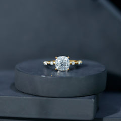 Certified Cushion Cut Moissanite Huge Engagement Ring