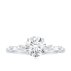 Certified Round Shape Moissanite Solitaire Engagement Ring