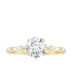 Certified Round Shape Moissanite Solitaire Engagement Ring