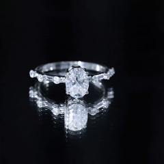 Certified 6X8 MM Oval Moissanite Solitaire Engagement Ring