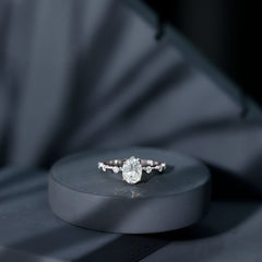 Certified 6X8 MM Oval Moissanite Solitaire Engagement Ring