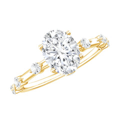 Certified 6X8 MM Oval Moissanite Solitaire Engagement Ring