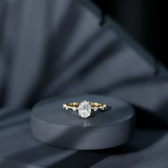 Certified 6X8 MM Oval Moissanite Solitaire Engagement Ring