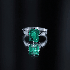 8X10 MM Octagon Lab Grown Emerald Solitaire Engagement Ring