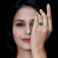 8X10 MM Octagon Lab Grown Emerald Solitaire Engagement Ring