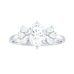 6X8mm Oval Cut Moissanite Designer Engagement Ring