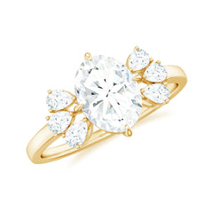 6X8mm Oval Cut Moissanite Designer Engagement Ring